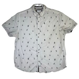 Cactus Man Men's XL White Boat Print Slim-Fit 100% Cotton Shirt – Button-Down M6